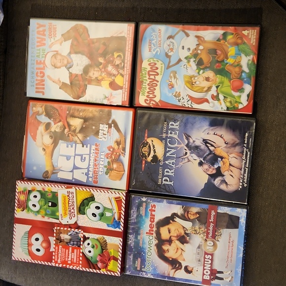 Lot of 6 Christmas Movies Dvd Scooby Doo Jingle All the Way Veggie Tales Prancer - Picture 1 of 1